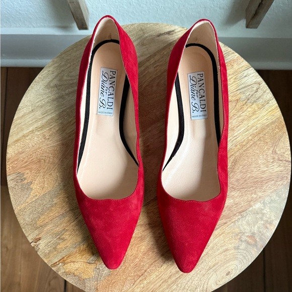 Pancaldi for Diane B. Red Velvet Suede Leather Flats sz: US 10/EU 40 - Picture 2 of 9